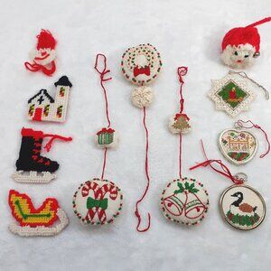 Vintage Handmade Christmas Ornament Lot of 11 Holiday
